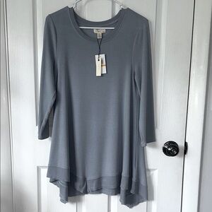 Cupio Gray Asymmetrical Tunic Relaxed Fit